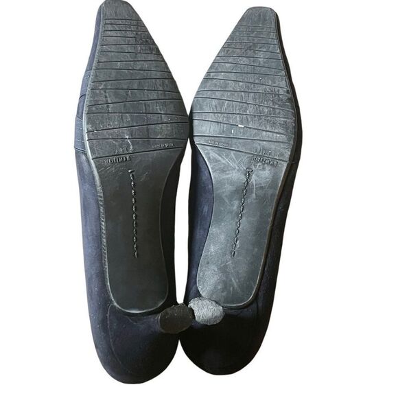 Stuart Weitzman Navy Blue Suede Leather Pointed Toe Kitten Heel Pump 8 W 8.5 - Picture 12 of 13